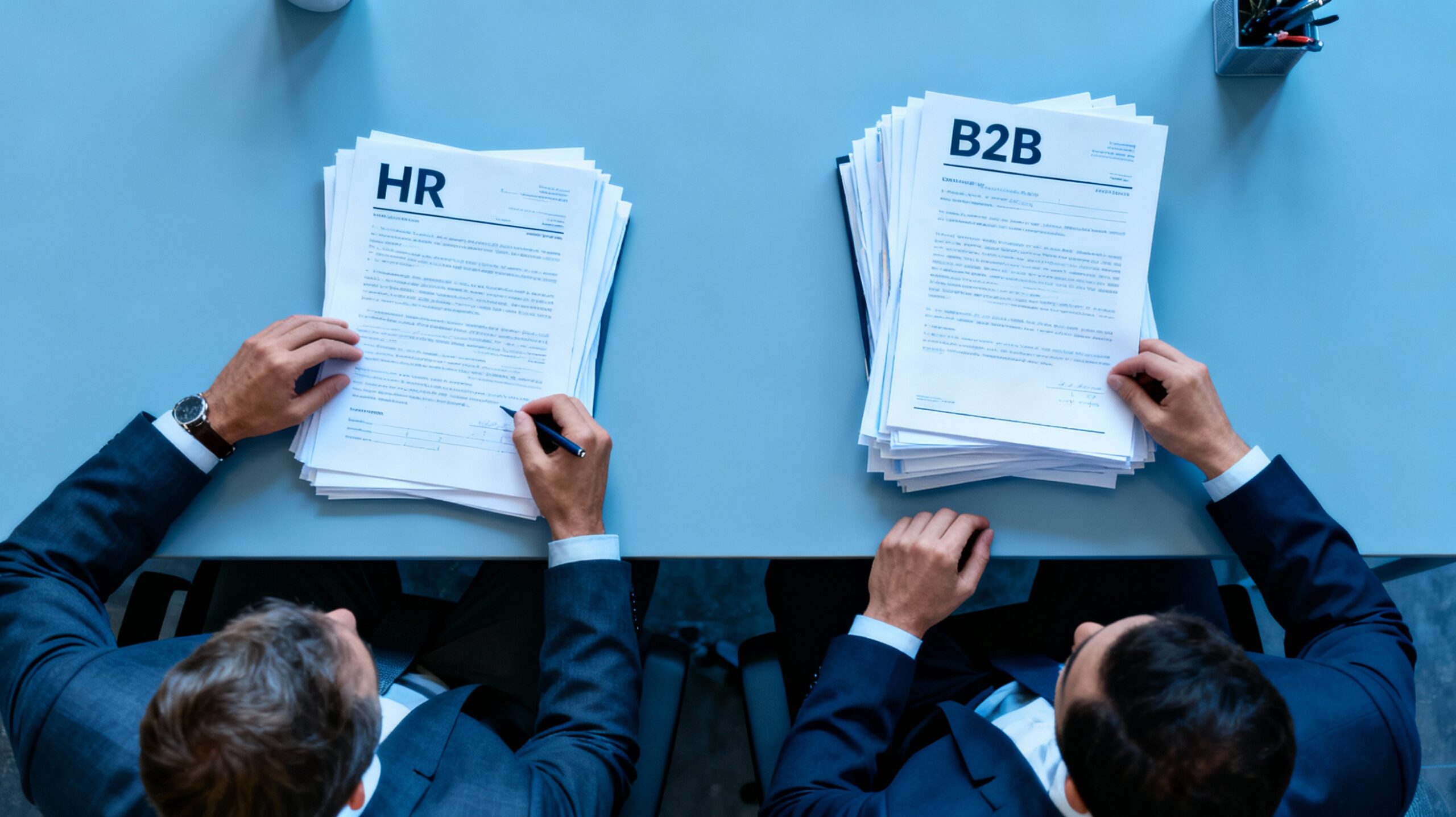 Ilustracja ilustrująca proces kontroli umów B2B przez Państwową Inspekcję Pracy